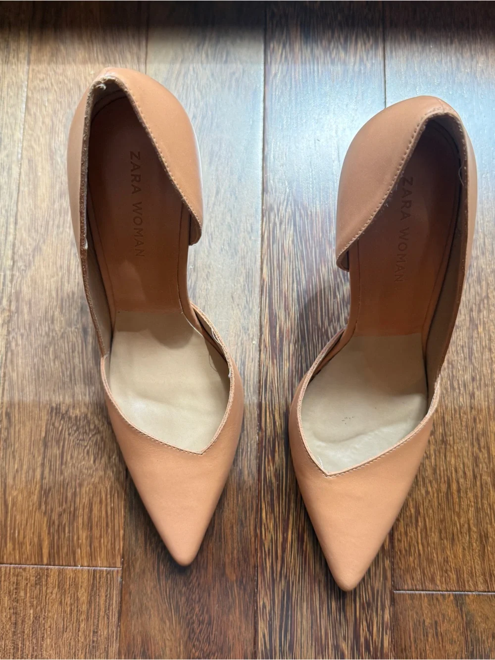 Zara Tan Pointed D'Orsay Pumps Size 37